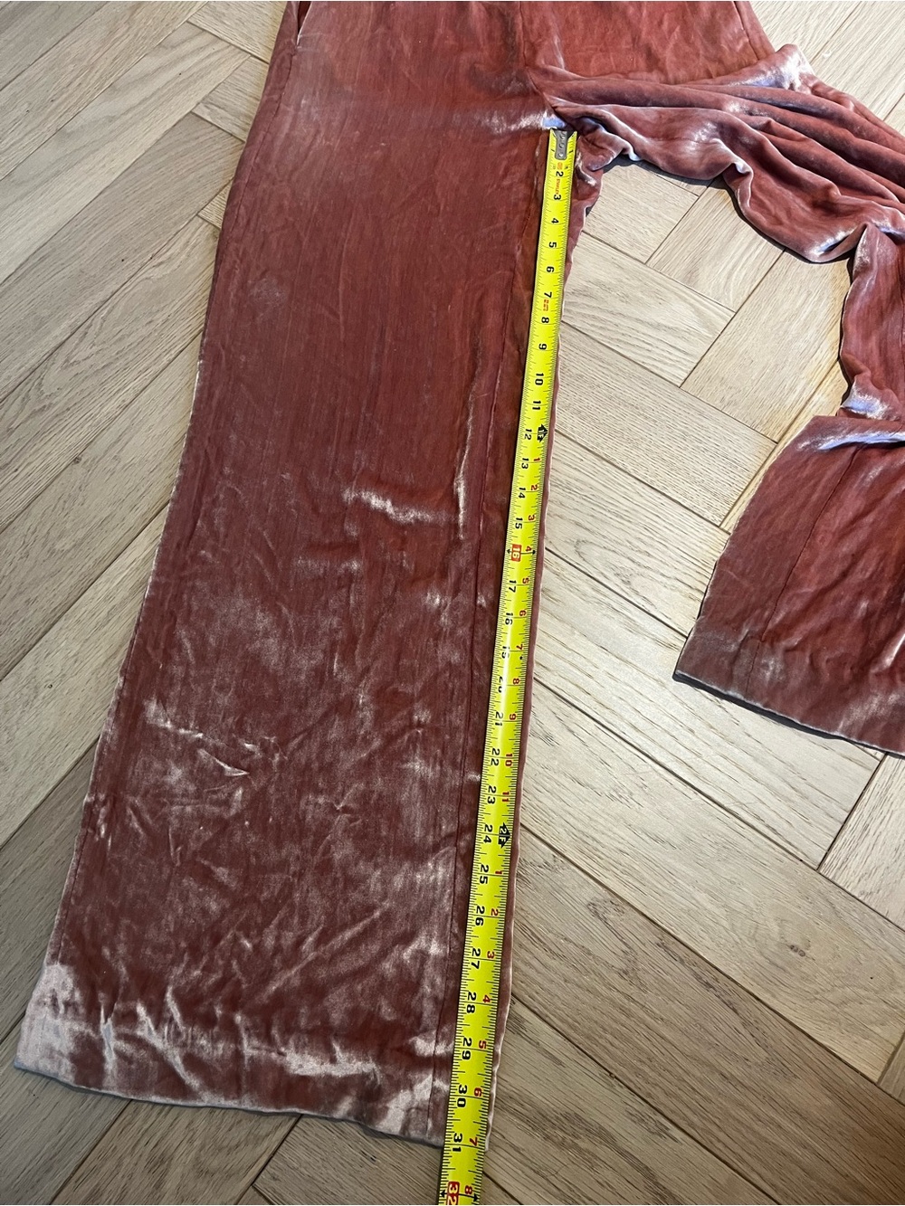 Alice + Olivia Dusty Pink Silk Velvet Palazzo Pants - Picture 3 of 7